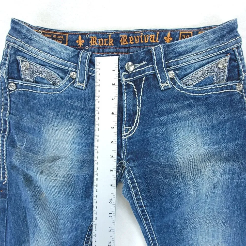 Rock Revival Jeans Womens 29 Sasha Straight Embellished *Flaw* - Picture 6 of 12